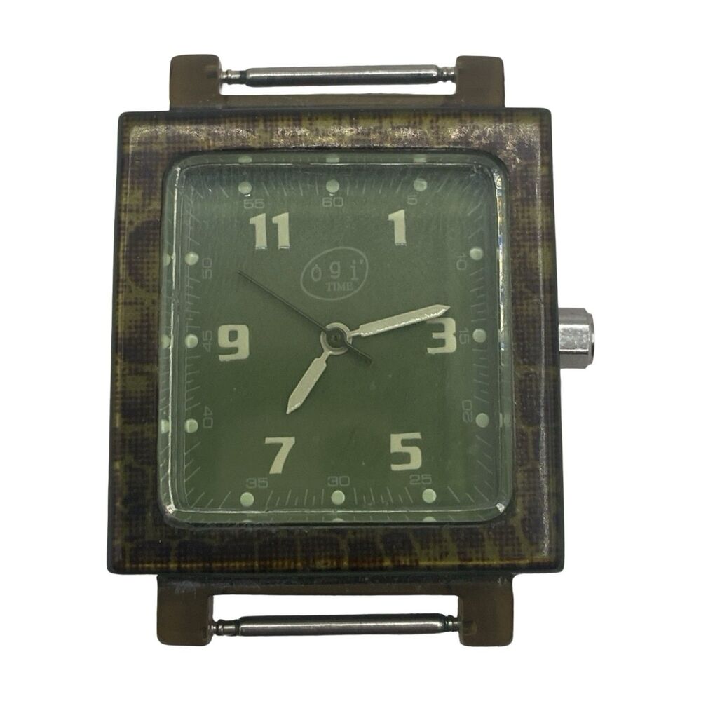 Vintage OGI Time Women's Watch 31mm Case Green Dial Japan Movement Needs Battery